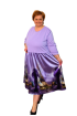 Plus size šaty s potlačou mesta - fialové